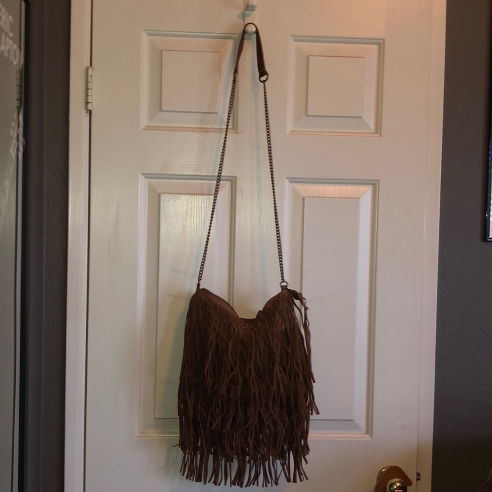 BROWN FRINGE PURSE LIKE NEW